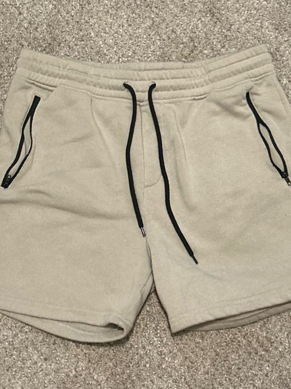 Brooklyn Cloth Men's Drawstring Shorts in Light Beige with Black Accents
